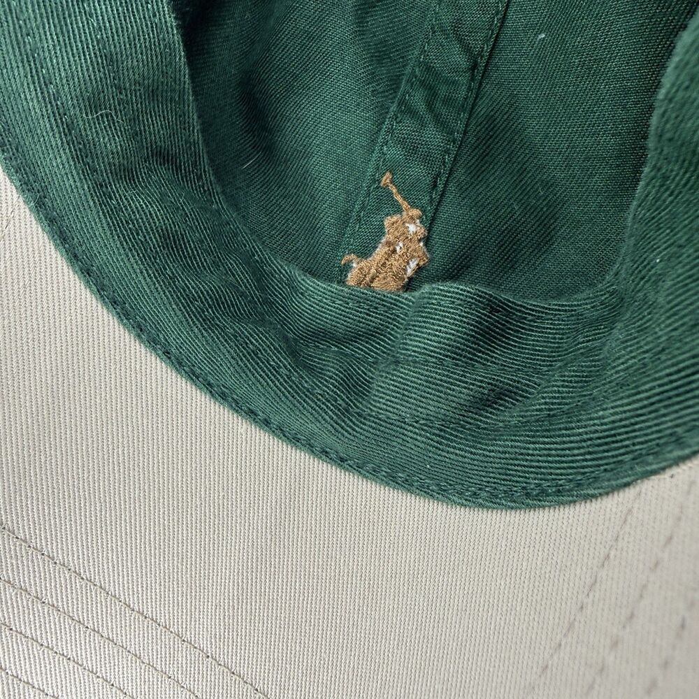 VTG Polo Ralph Lauren Hat Leather Strap Mens One Size Green Embroidered Pony - Picture 6 of 8